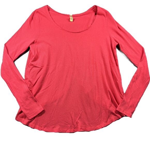 Free People Women Long Sleeve Top Round Neck Wrap Back Flirty Pink Small F127 - Picture 1 of 10